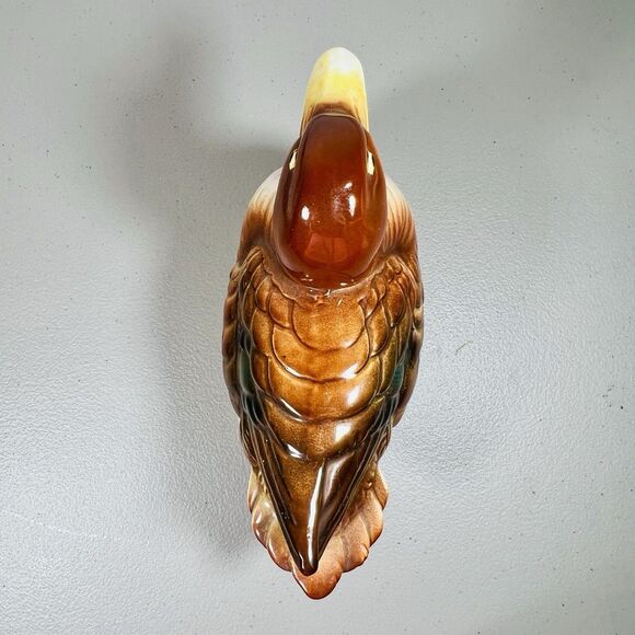 Mid-Century Japanese Ceramic Duck Figurine 6" x 9 brown green - Picture 7 of 10